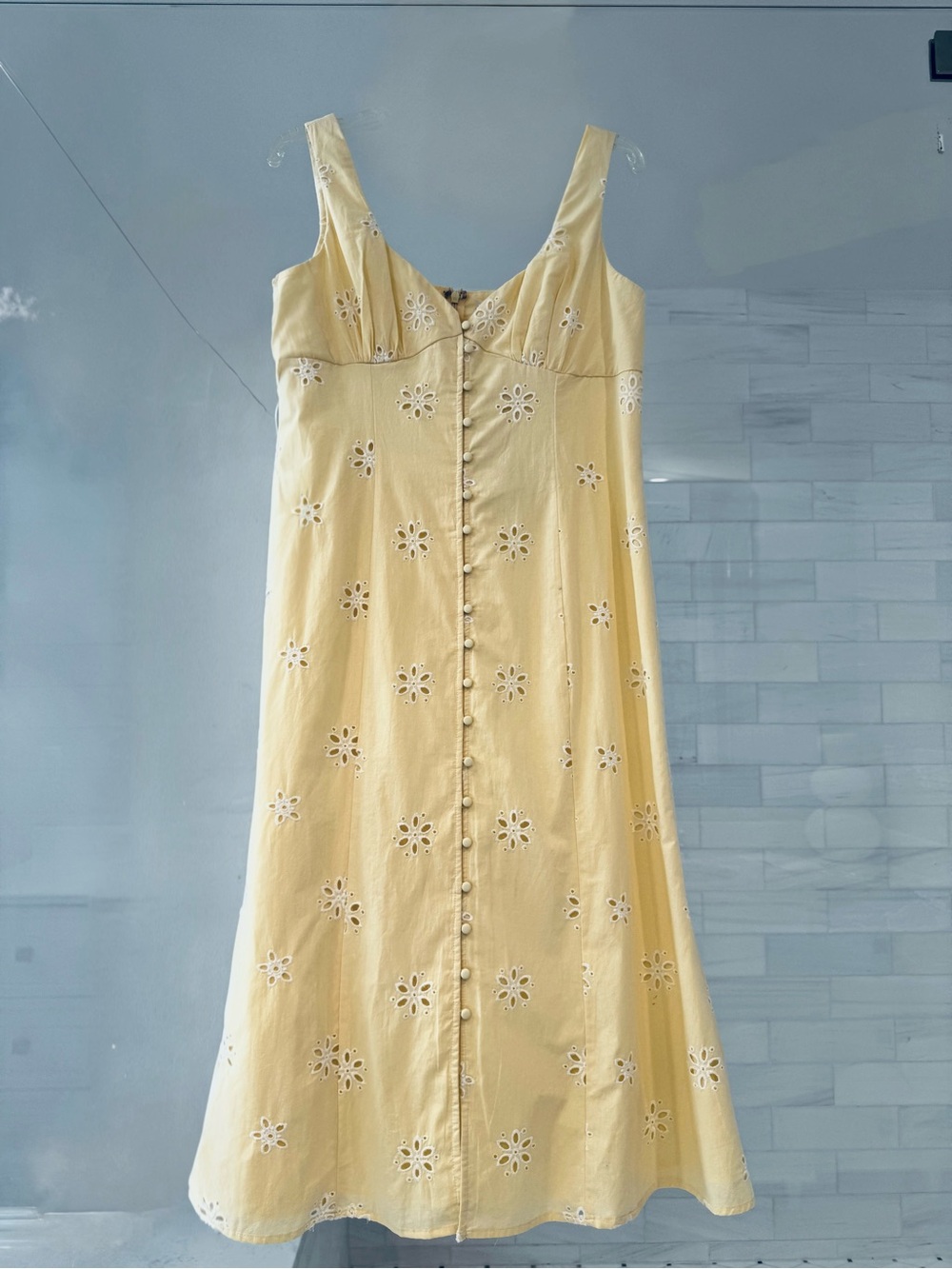 Yellow Eyelet Button-Front Sundress -New with Tags!!